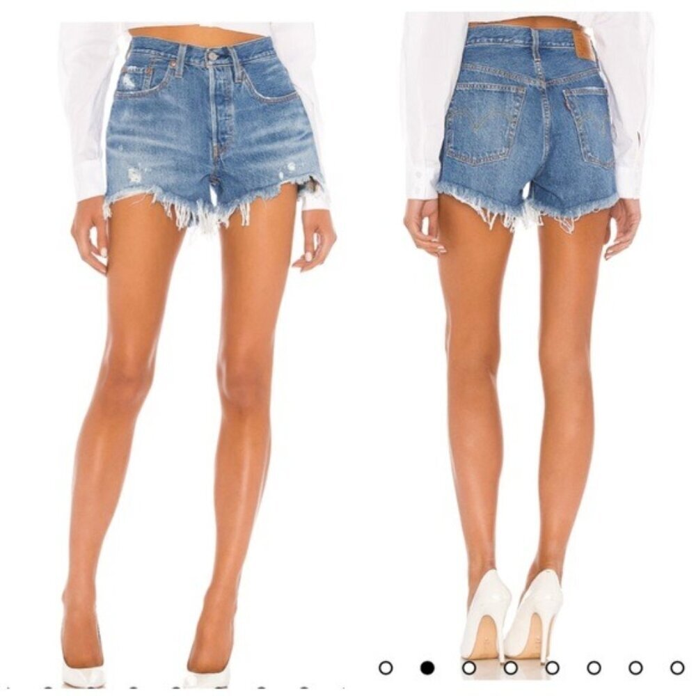 Levi’s 501 High Waist Light Washed Denim Shorts Size 25